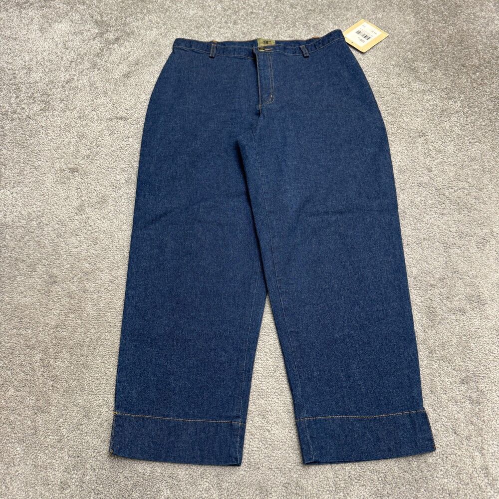 Rafaella Sport Denim Days Stretch Wide Leg Crop Jeans Womens 10 Dark Wash NWT